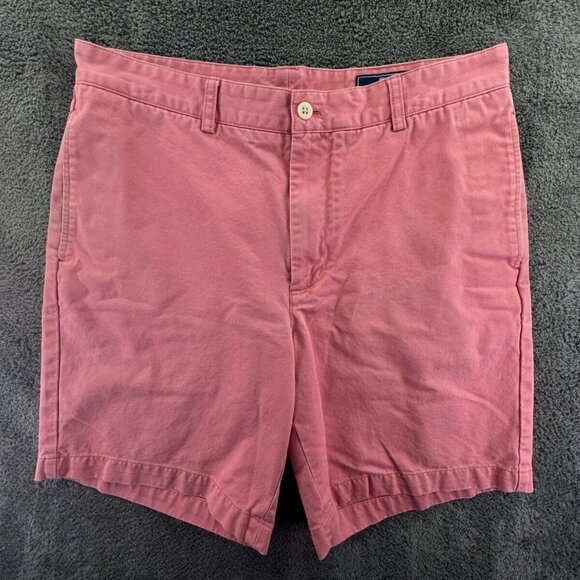 Vineyard Vines Club Salmon Pink Shorts Size 34 Chino Zip Fly Preppy Whale Logo - Picture 1 of 16